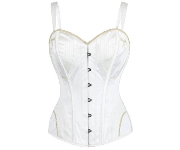 Classic Long White Waist Training Satin Corset