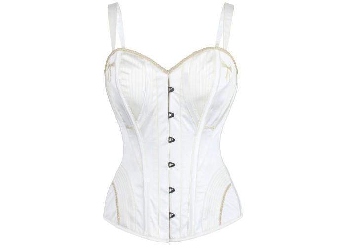 Classic Long White Waist Training Satin Corset