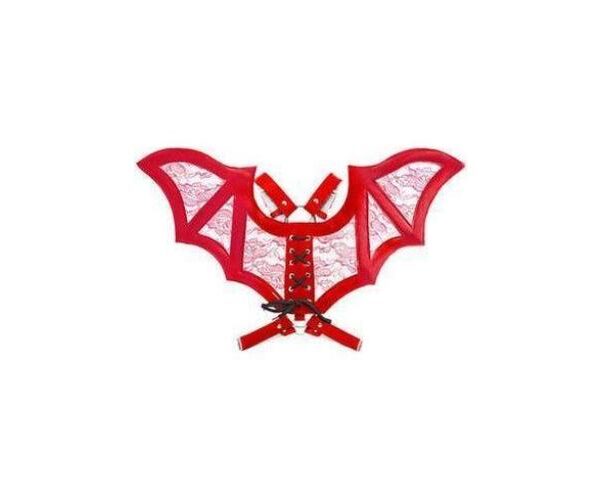 Red/Red Faux Leather & Lace Wing Body Harness Halloween Costume