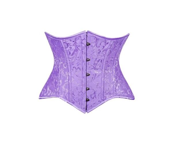 Purple Brocade Waist Cincher Under Bust Corset w/Front Busk Closure