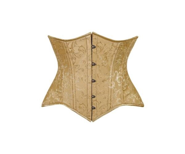 Waspie Gold Brocade Waist Cincher Under Bust Corset w/Front Busk Closure