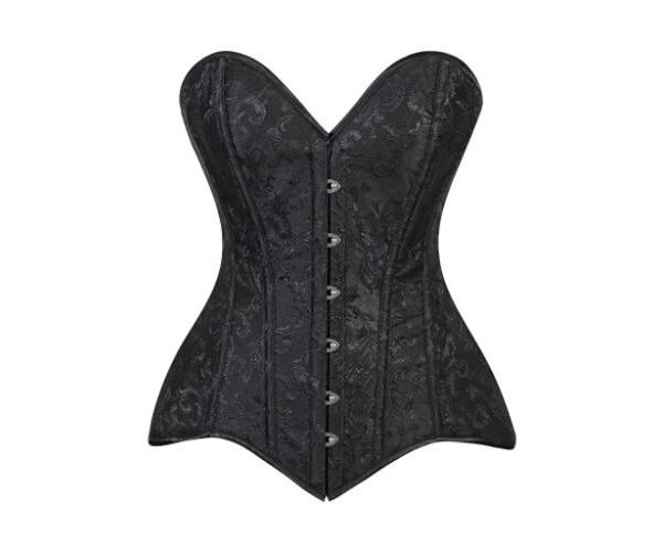 Gothic Black Brocade Overbust Strapless Corset Top For Women