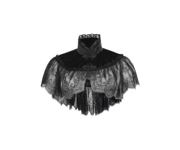 Gothic Black Velvet & Lace Capelet Halloween Costume Accessories