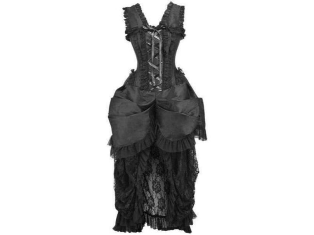 Steampunk Black Lace Victorian Bustle Corset Halloween Costume Dress -  Waspie corset