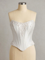 White Embroidered Bridal Overbust Corset