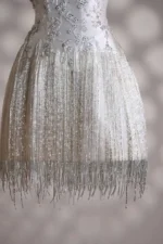 White bridal embellished overbust corset with floral beadwork