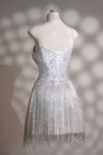 White bridal embellished overbust corset with floral beadwork